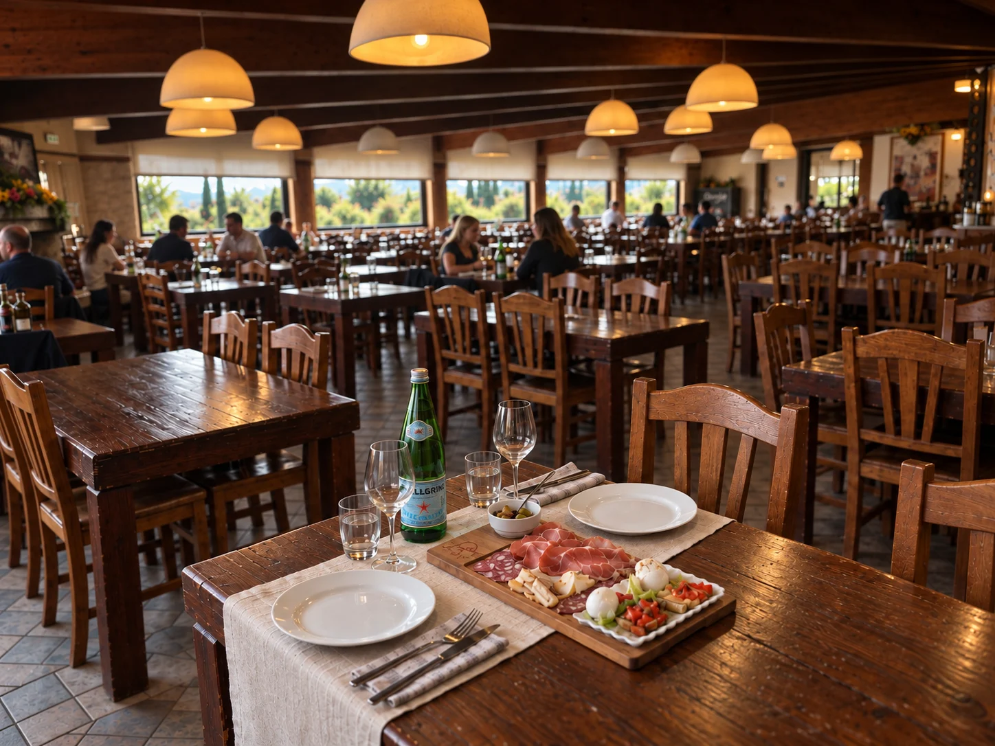 Tavola con antipasti nella sala de La Piazzetta